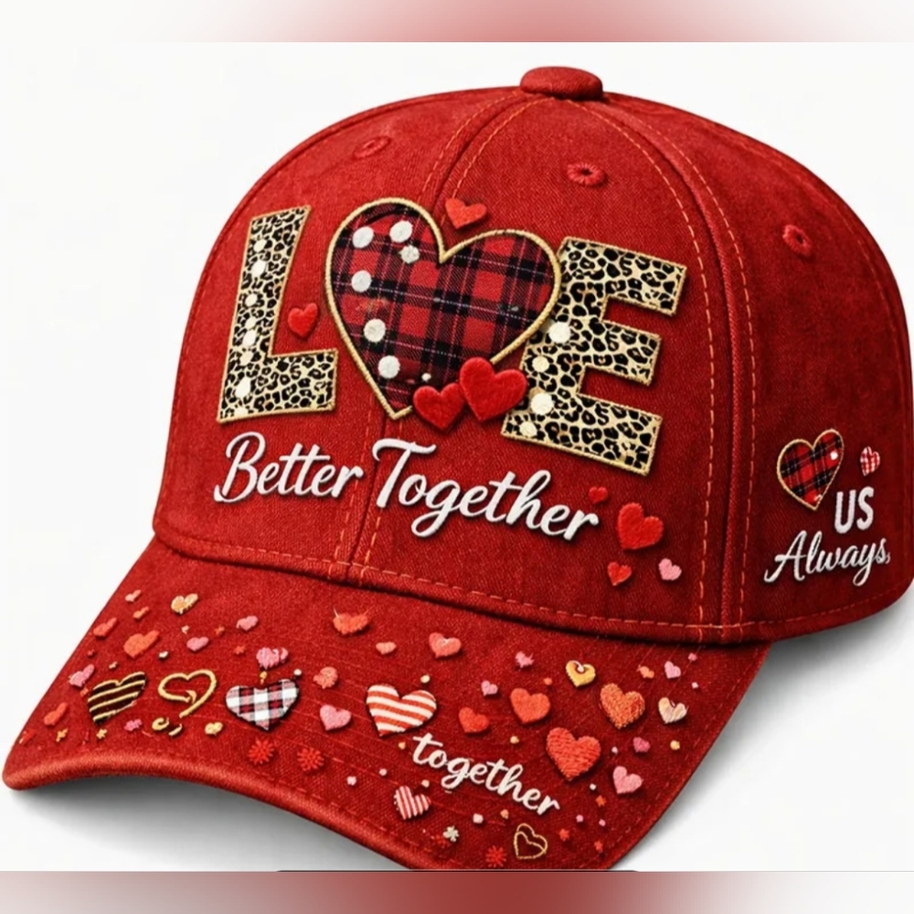 Love Red Embroidered Cap